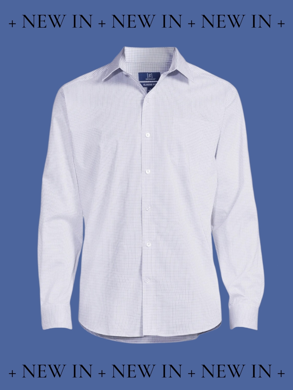 George Light Blue Micro-Check Dress Shirt